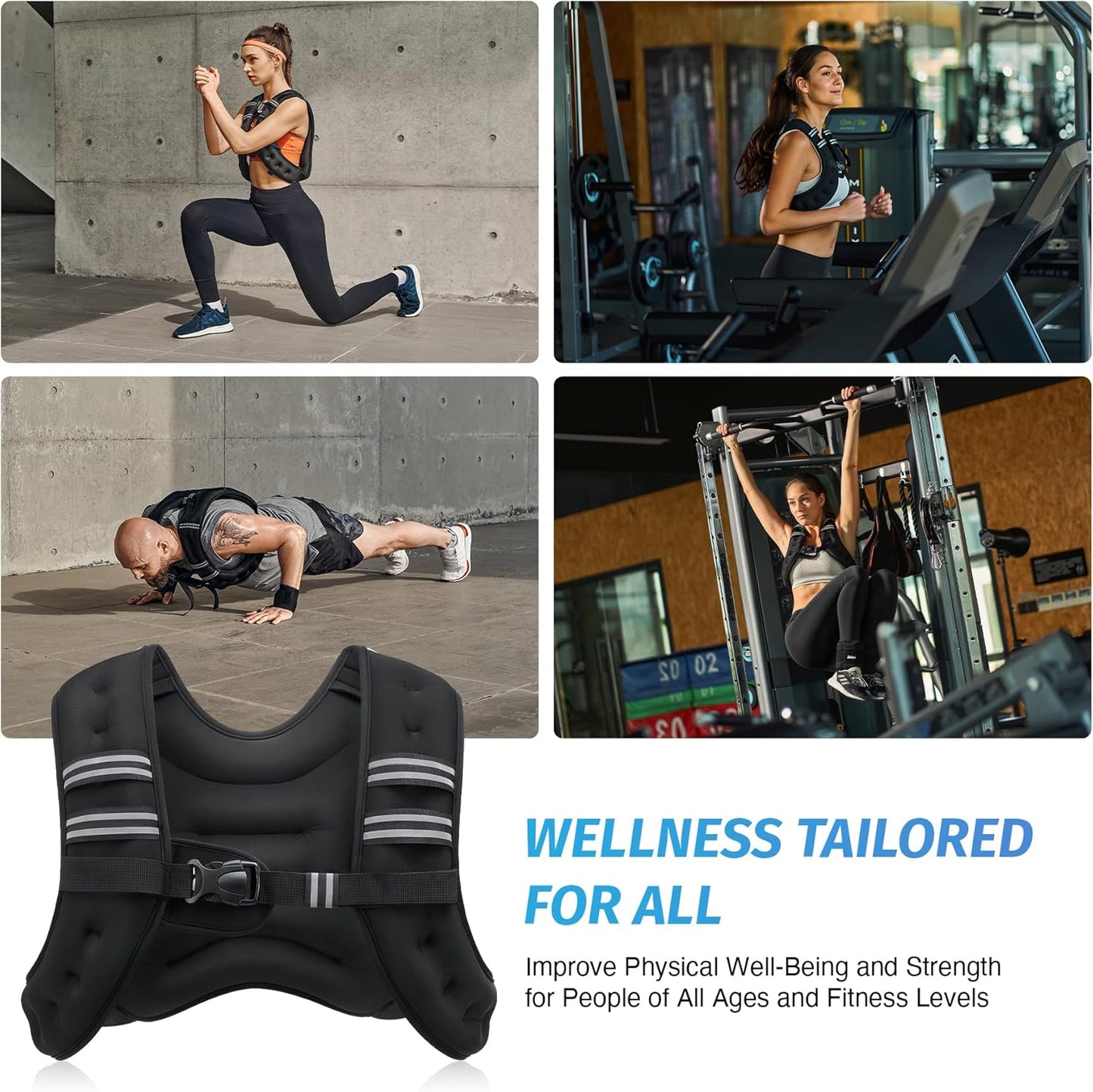 ZELUS Weighted Vest, 6lb/8lb/12lb/16lb/20lb/25lb/30lb Weight Vest with Reflective Stripe for Workout, Strength Training, Running, Fitness, Muscle Building, Weight Loss, Weightlifting